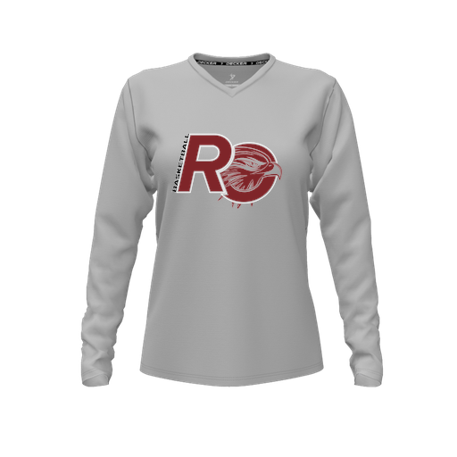 [FTLVCFGY-FYXS-LOGO1] Decker Comfort T-Shirt (Female Youth XS, Gray, V Neck, Logo 1, Long Sleeve)