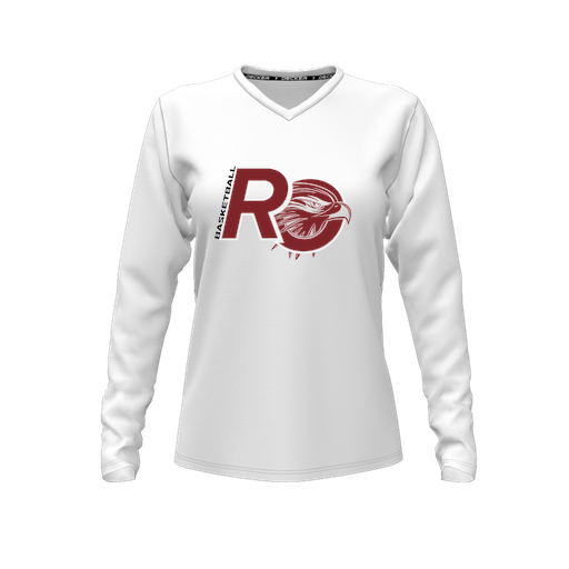 [FTLVPTWH-FYXS-LOGO1] Decker Performance T-Shirt (Female Youth XS, White, V Neck, Logo 1, Long Sleeve)