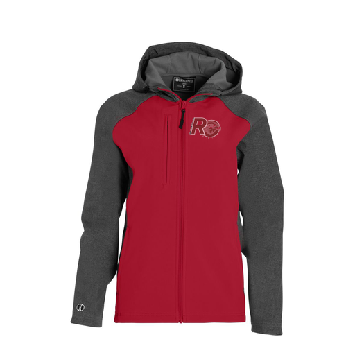 [229357.H01.XS-LOGO1] Soft Shell Full Zip Jacket - Womens (Female Adult XS, Red, Logo 1)