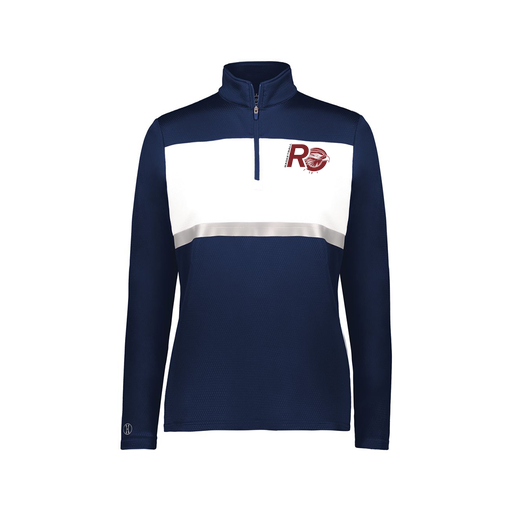 [222791.301.XS-LOGO1] Ladies Bold 1/4 Zip Pullover (Female Adult XS, Navy, Logo 1)